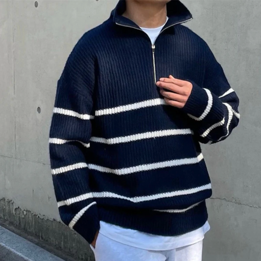 ELIO - STRIPED HALF ZIP